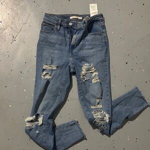 Distressed Blue Jeans Levi’s 26 721 high rise skinny jeans